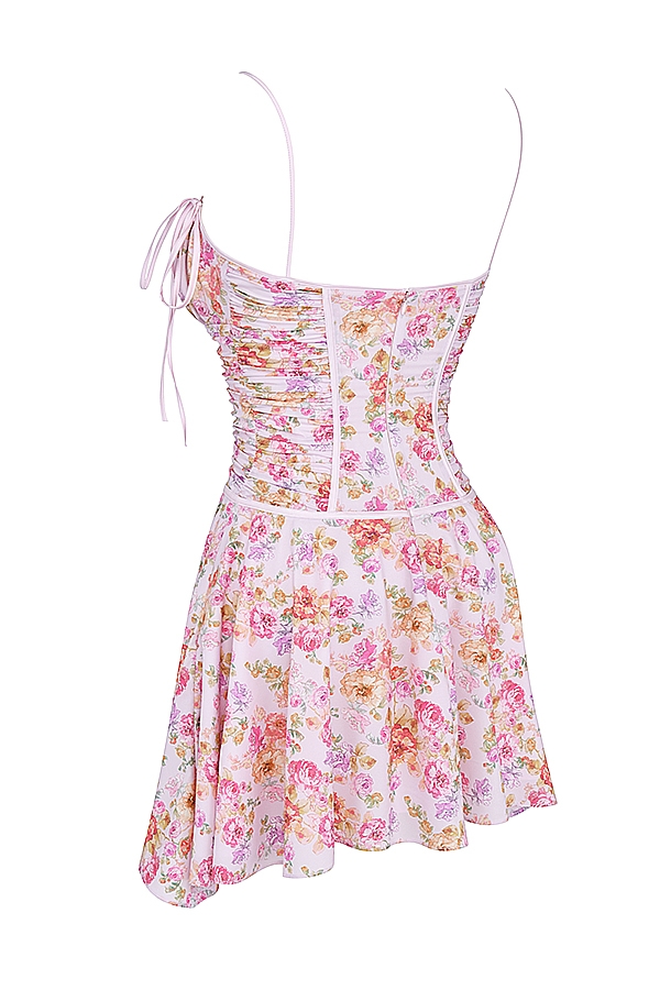 Alejandra-Light Lavender Print Corset Dress