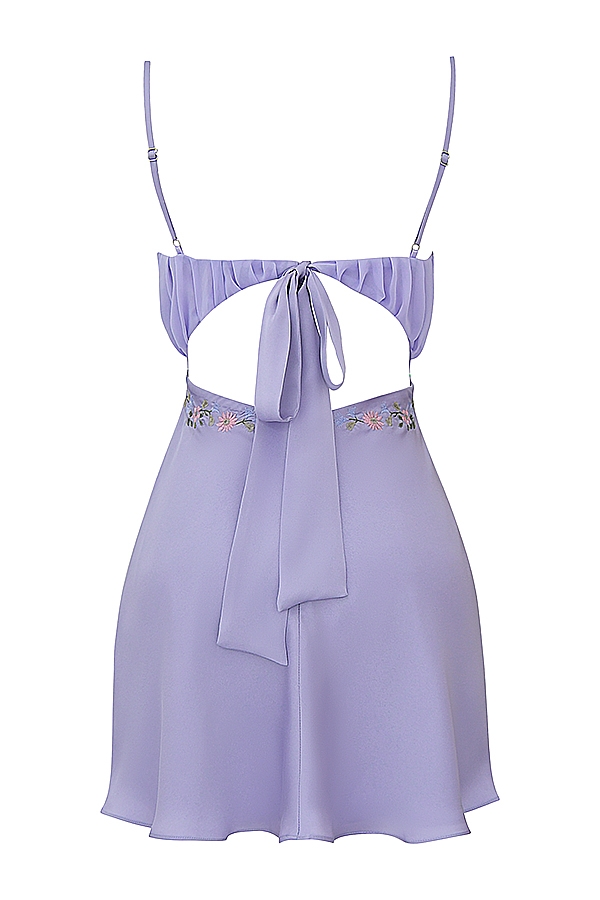 Christa-Embroidered Lavender Mini Dress