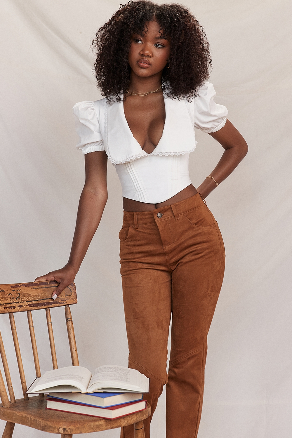 Augusta-White Pin Tuck Top