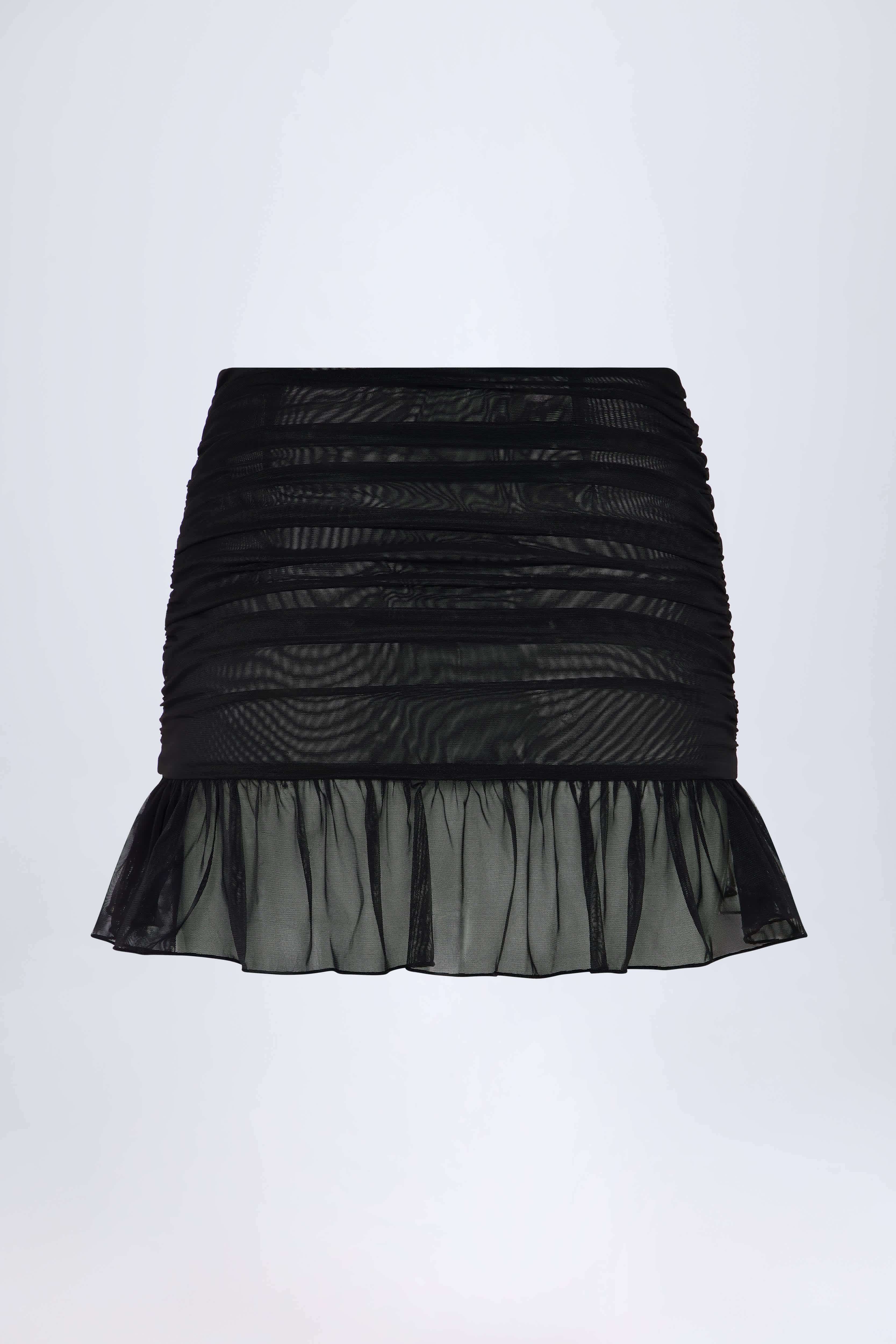 Tobago-Hardware-Detail Ruffled Mid-Rise Mini Skirt in Black