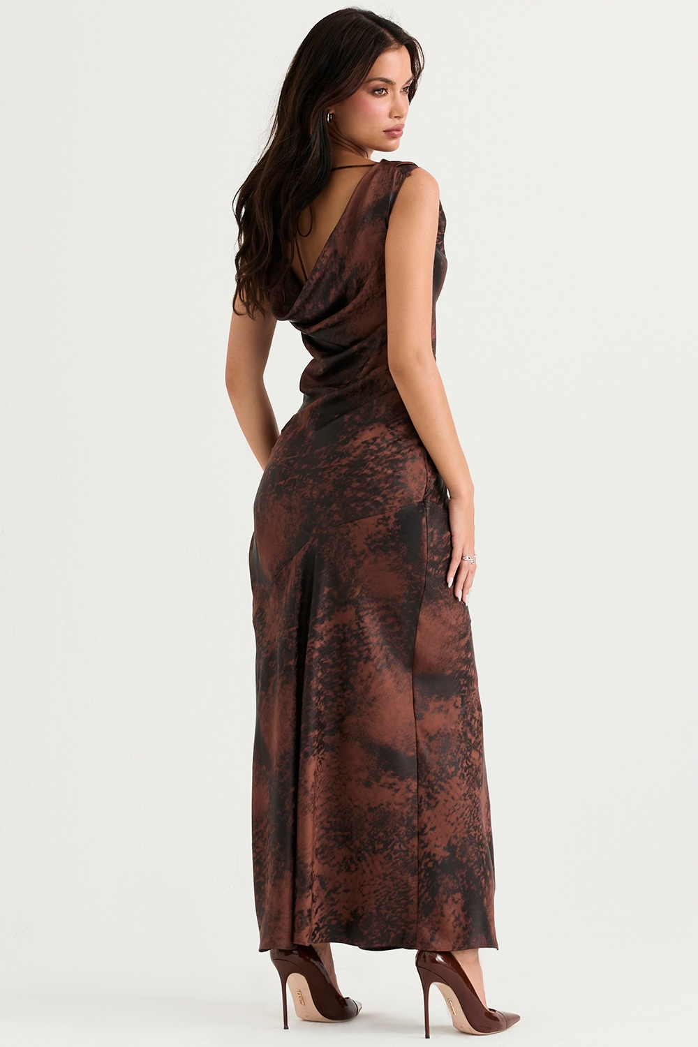 Alaina-Antique Copper Bias Cut Maxi Dress