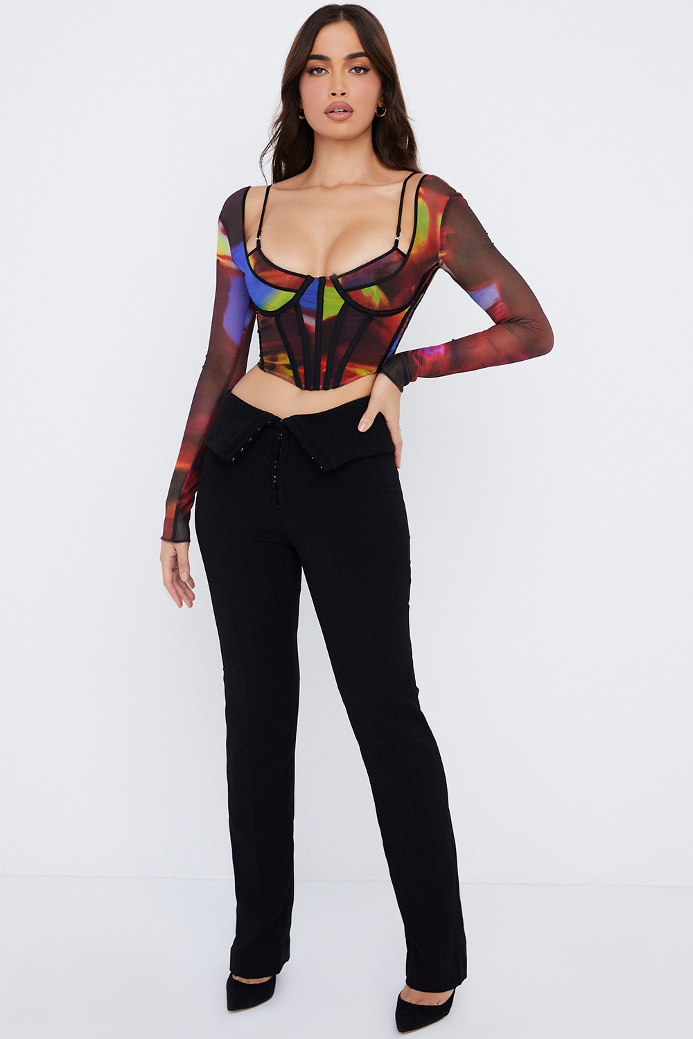 Ava-Black Fold Front Trousers