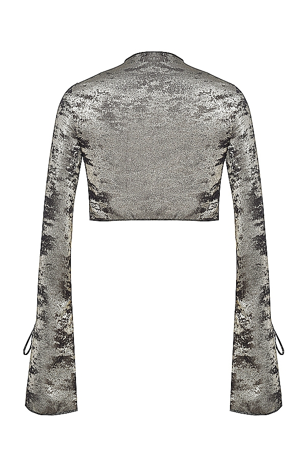 Giulia-Pewter Shimmer Velvet Satin Top