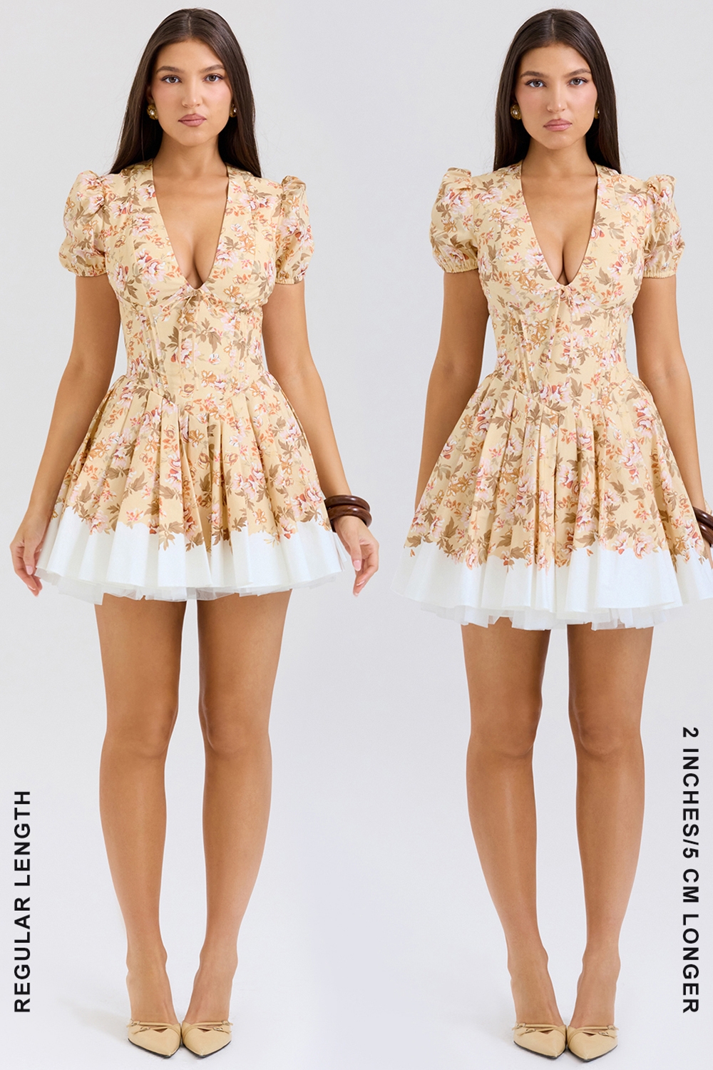 Imani-Honeyflower Print Pleated Cotton Mini Dress