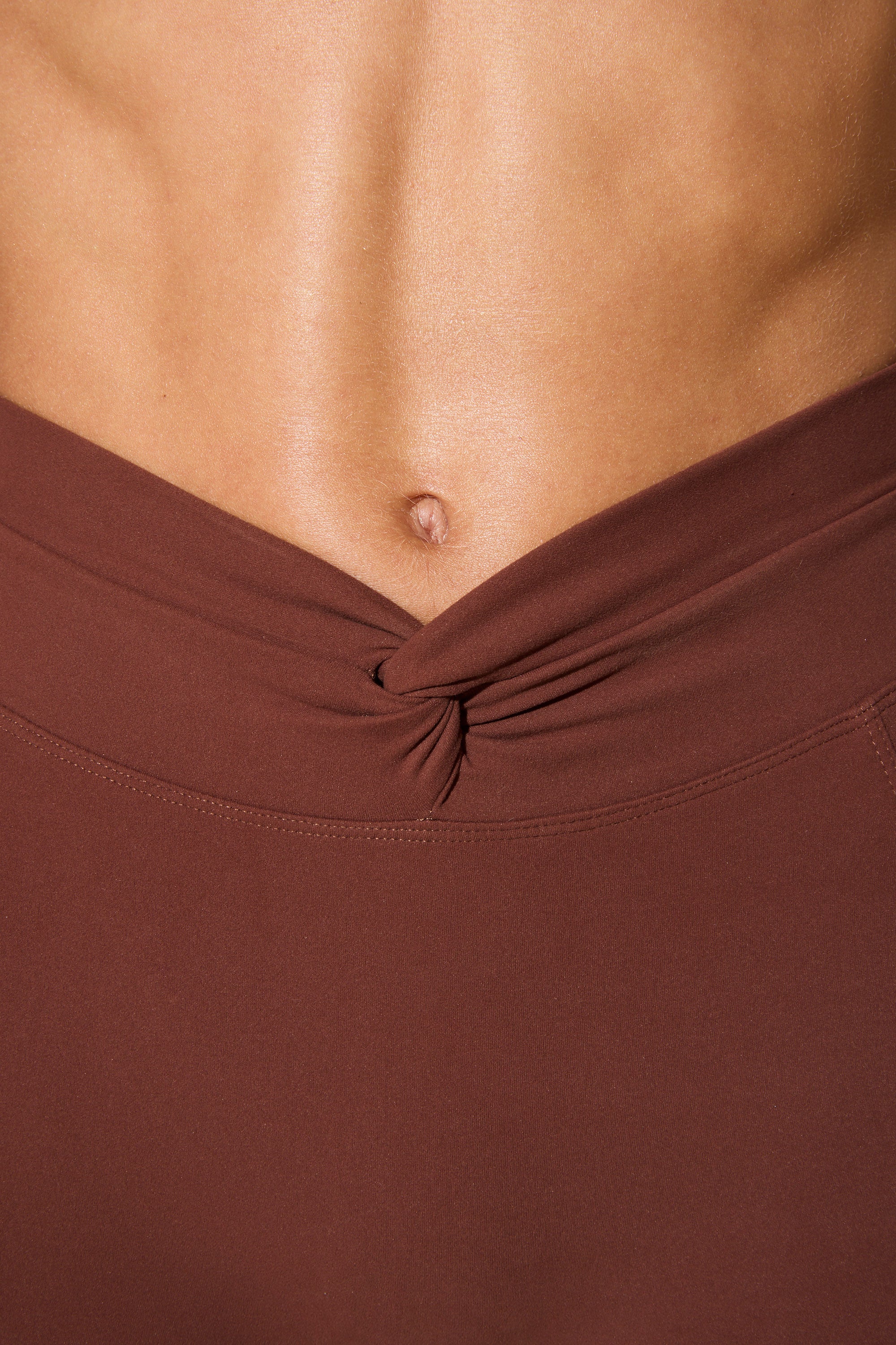 Twist Waist Flare Leggings in Brown