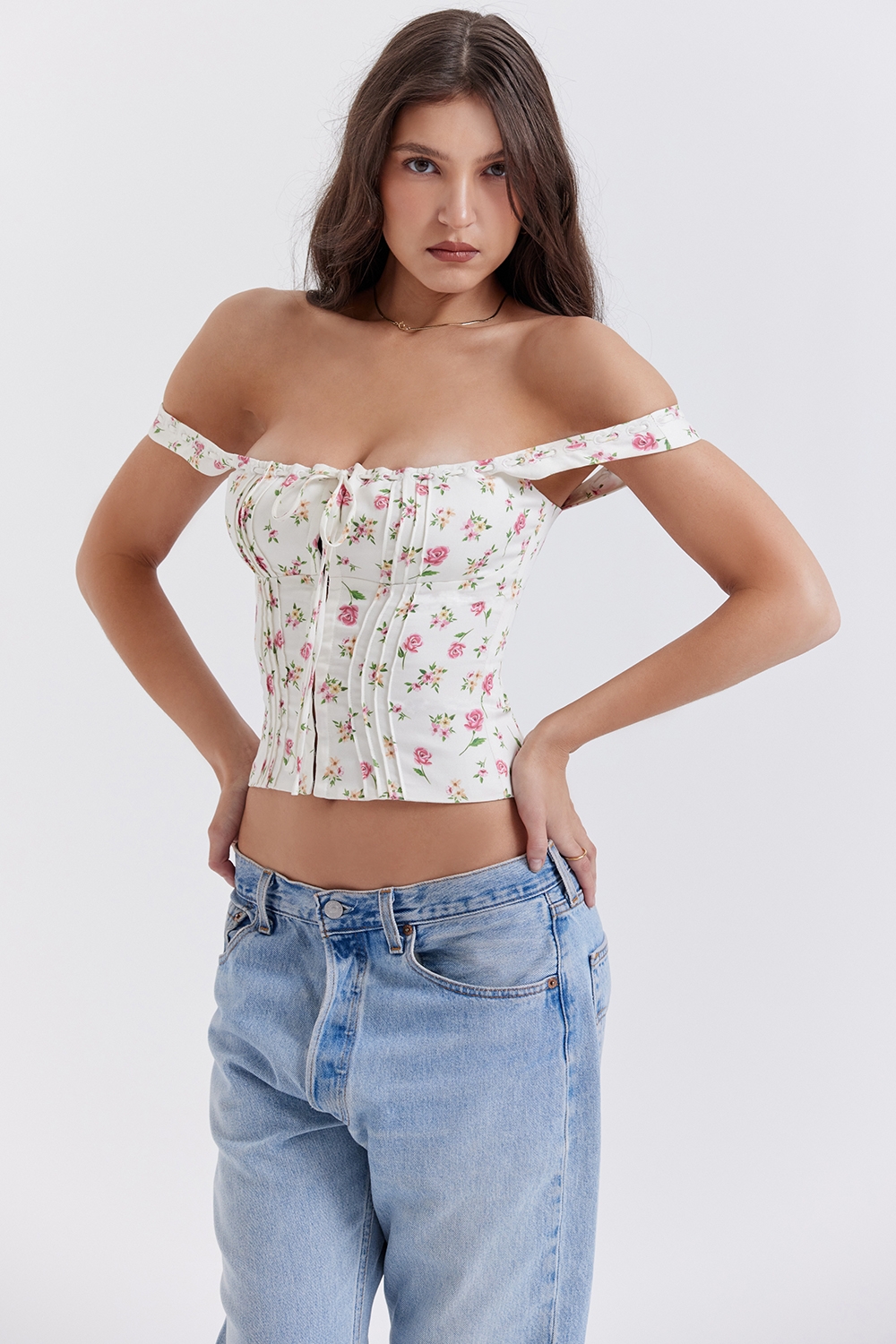 Chicca-Rose Print Floral Top