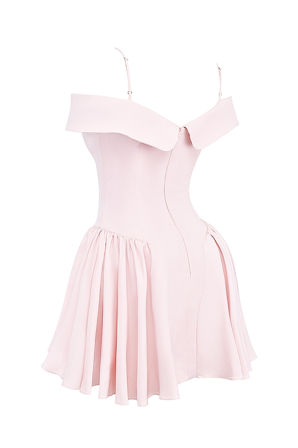 Elida-Ballerina Pink Off Shoulder Mini Dress