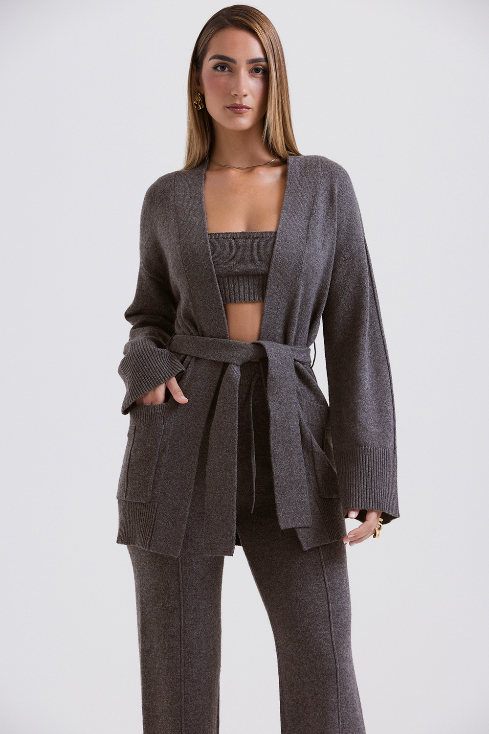 Alaia-Charcoal Cashmere Blend Belted Cardigan - SALE