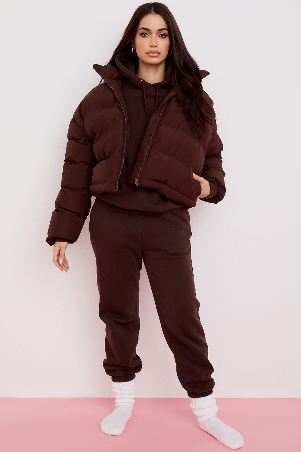 Hero-Chocolate Oversized C Shape Puffer Jacket
