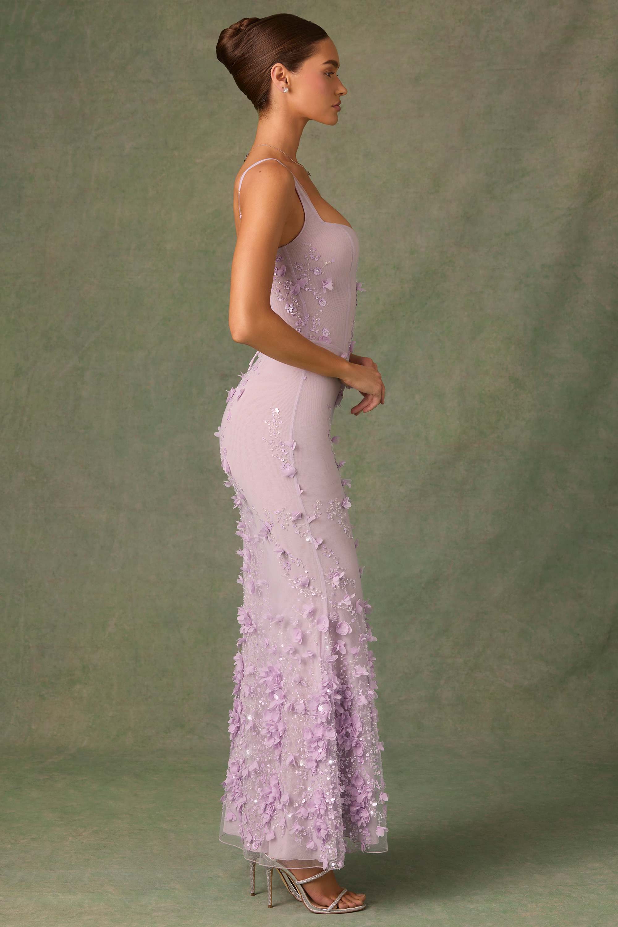 Vasanta-Embellished Fishtail Corset Gown in Lilac