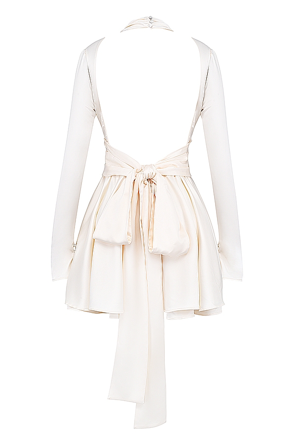 Aryana-Ivory Bow Mini Dress