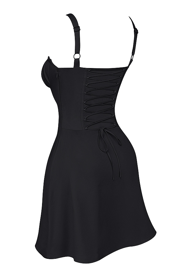 Carlotta-Black Corset Mini Dress