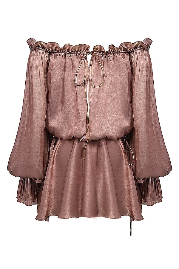 Chaya-Hazelnut Off Shoulder Dress