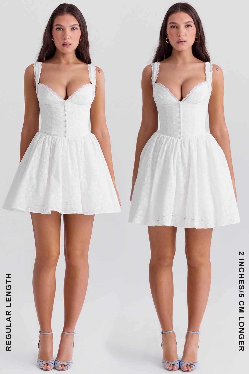 Brigitte-White Cotton Broderie Anglais Corset Mini Dress