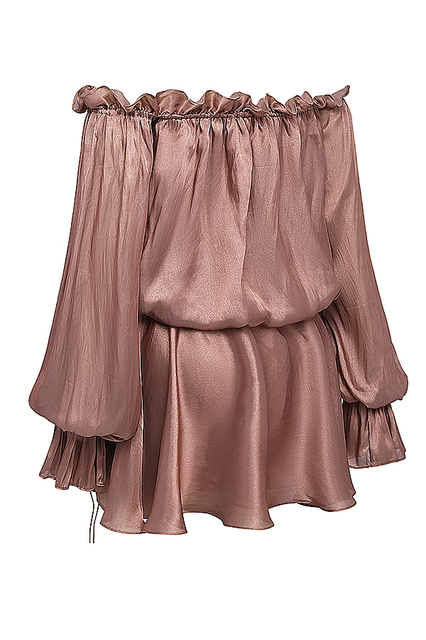 Chaya-Hazelnut Off Shoulder Dress