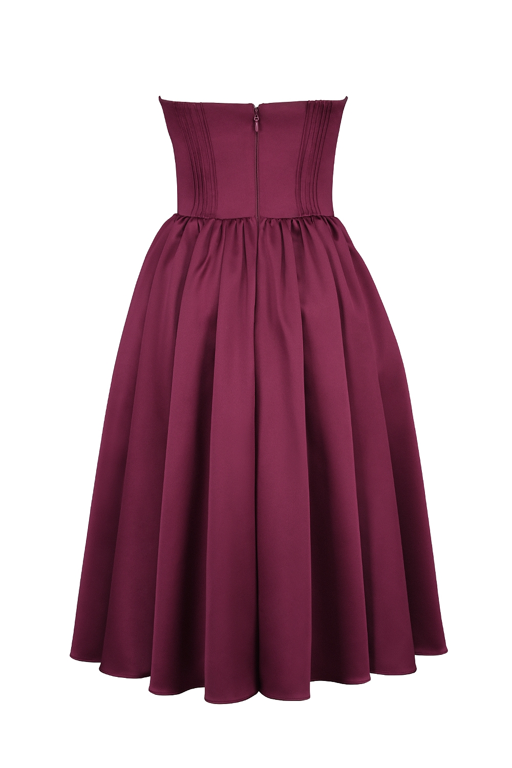 Coco-Burgundy Satin Tulle Midi Dress - SALE