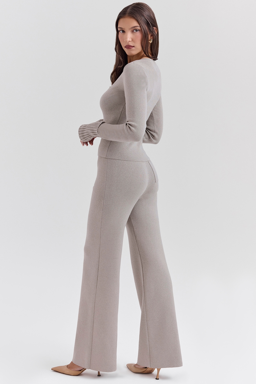 Hunter-Grey Cashmere Straight Leg Trousers