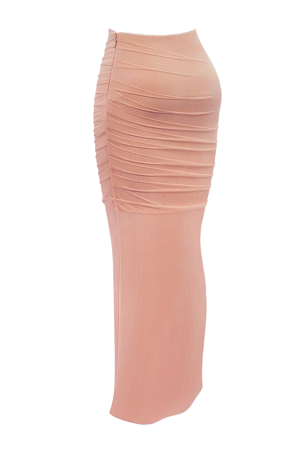 Cassidy-Peach Fluted Hem Maxi Skirt