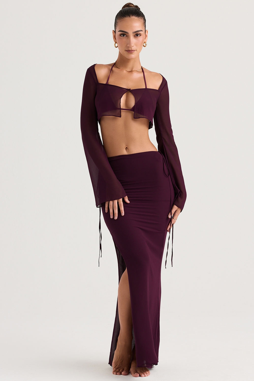 Amalfi-Prune Cutout Maxi Skirt