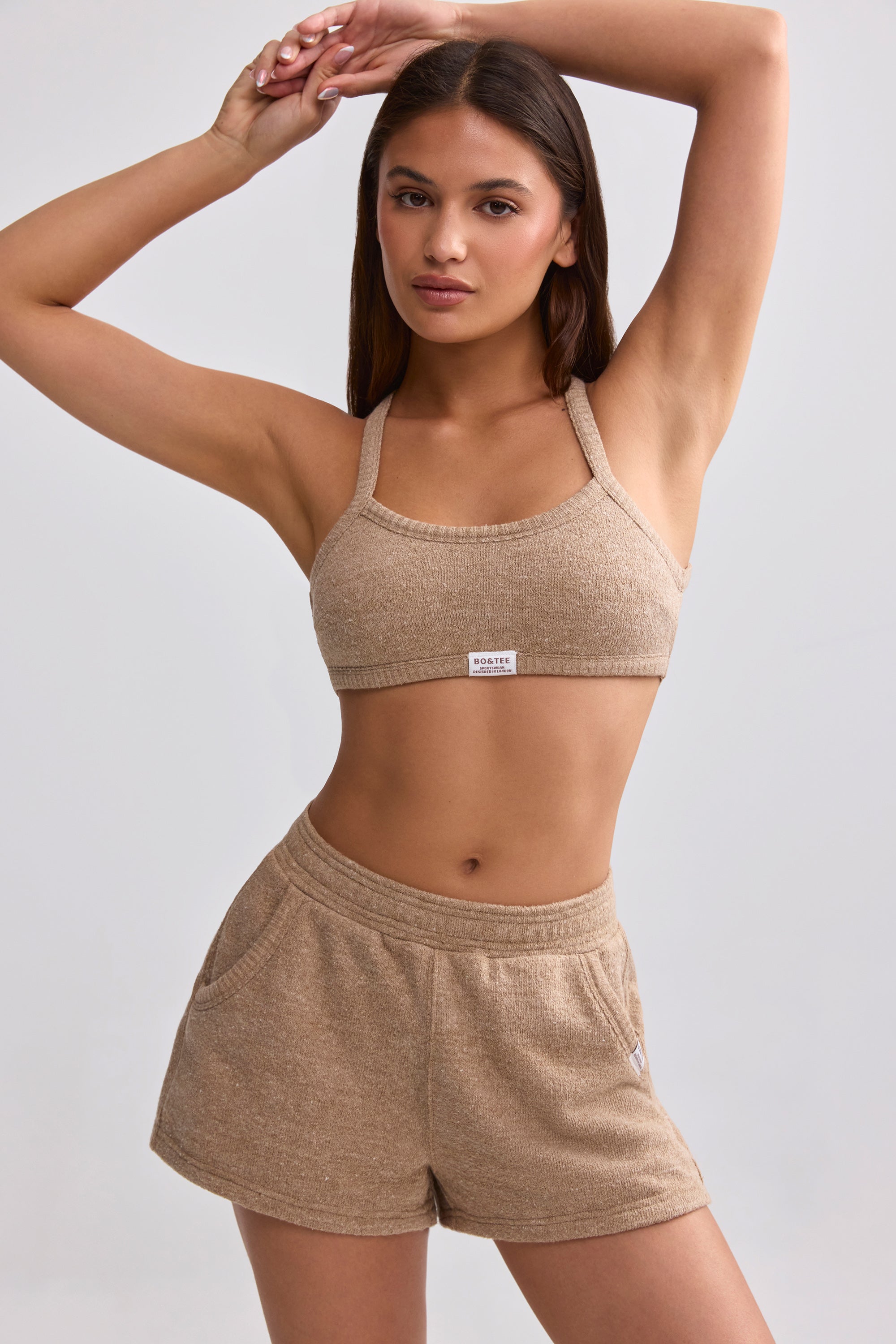 Terry Towelling Shorts in Mocha Brown