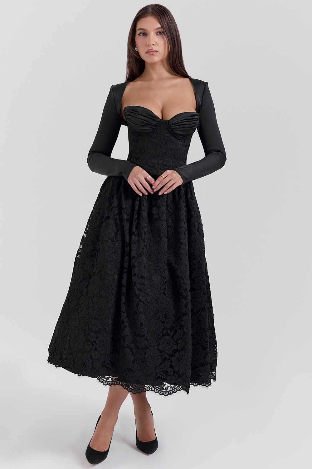 Duchess-Black Lace Corset, Skirt and Bolero - SALE