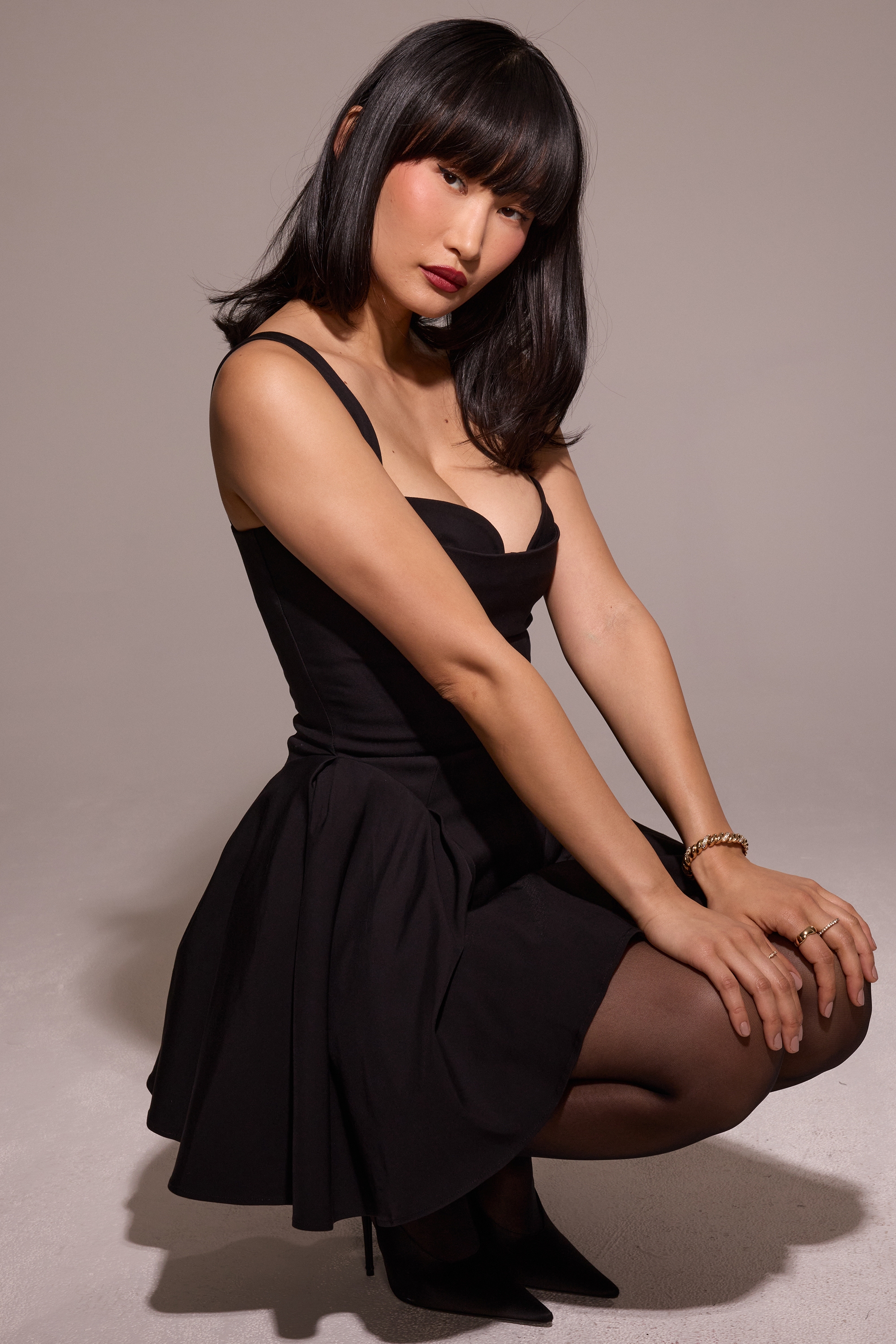 Bunny-Black Twill Mini Dress