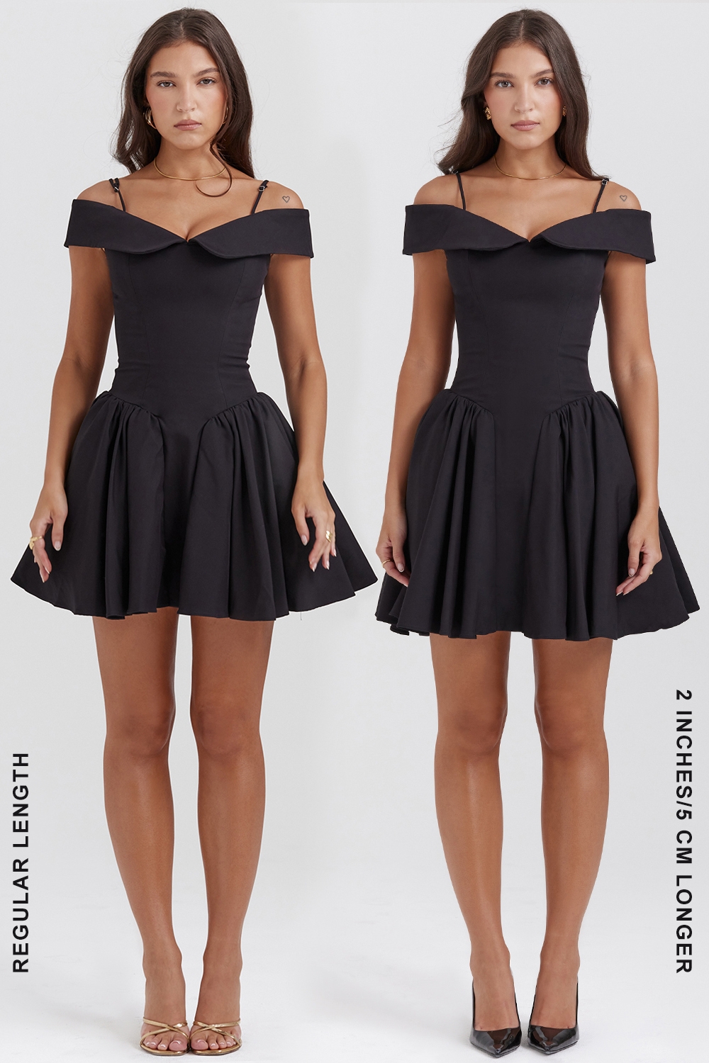 Elida-Black Off Shoulder Mini Dress