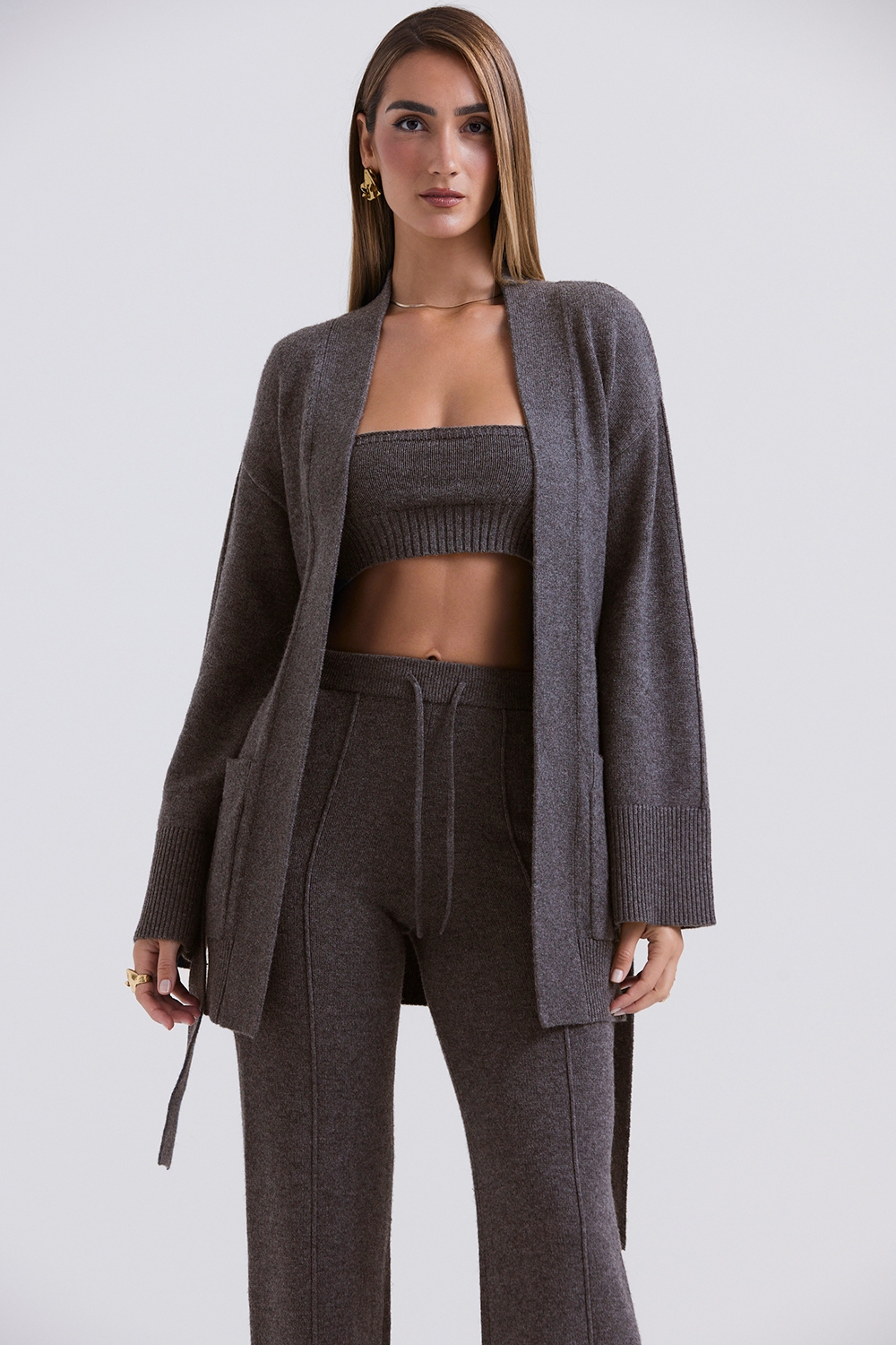 Alaia-Charcoal Cashmere Blend Belted Cardigan - SALE