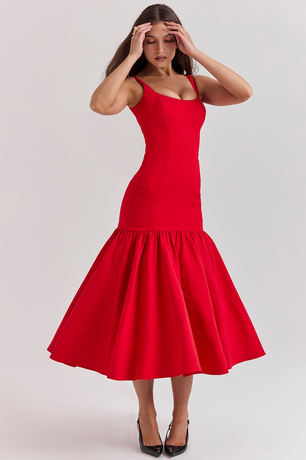 Amore-Scarlet Dropped Waist Midi Dress