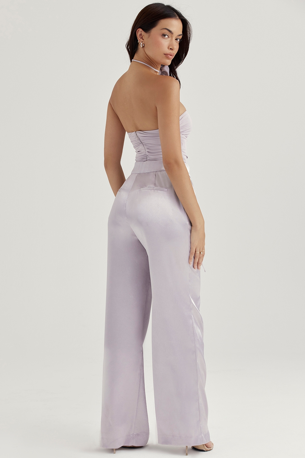 Alivia-Grey Satin Trousers