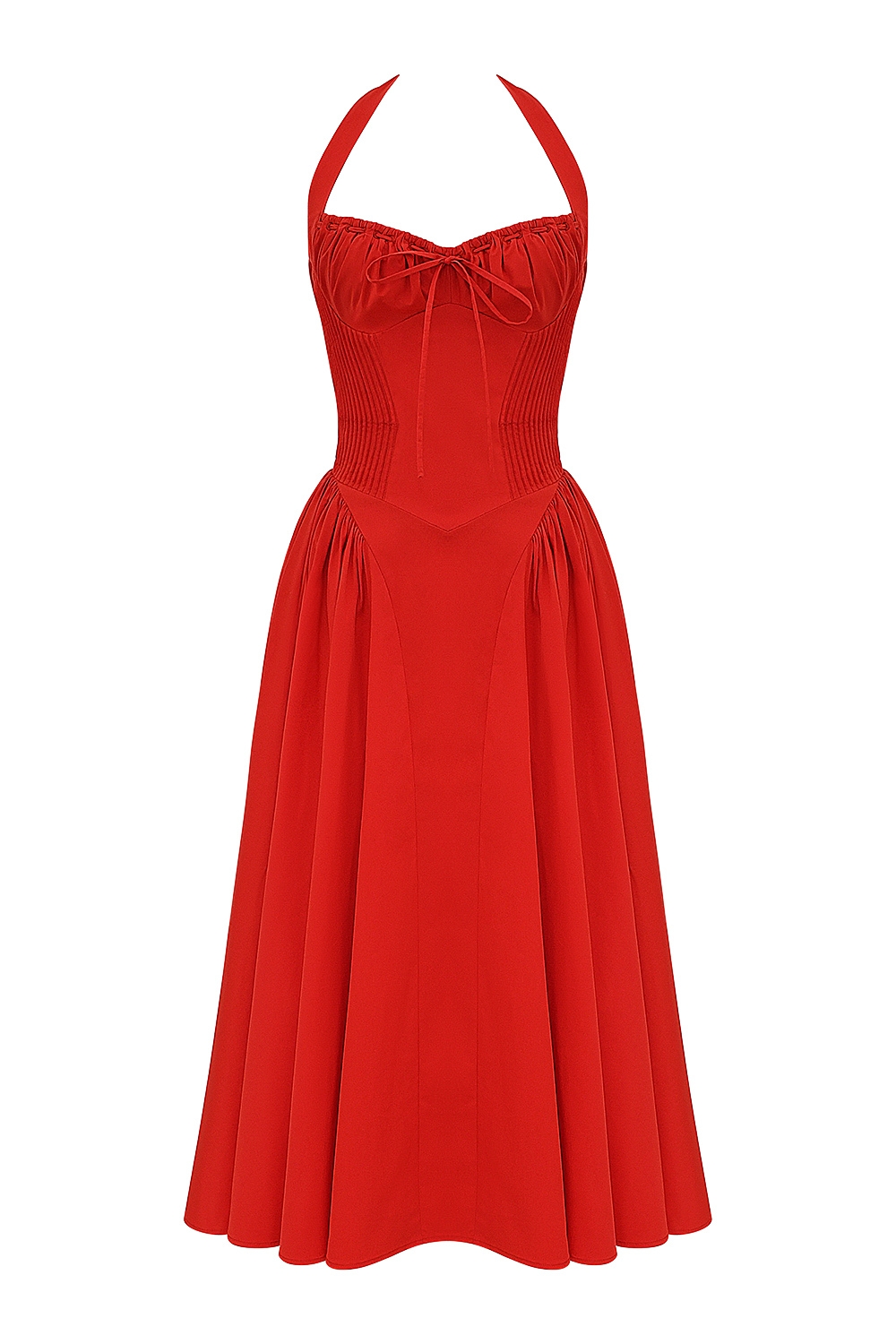 Adabella-Italian Tomato Cotton Halter Sundress