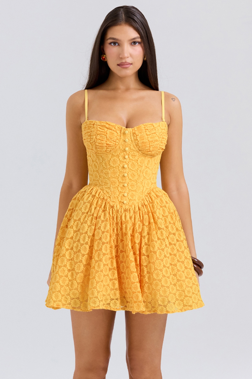 Carolina-Apricot Lace Corset Mini Dress
