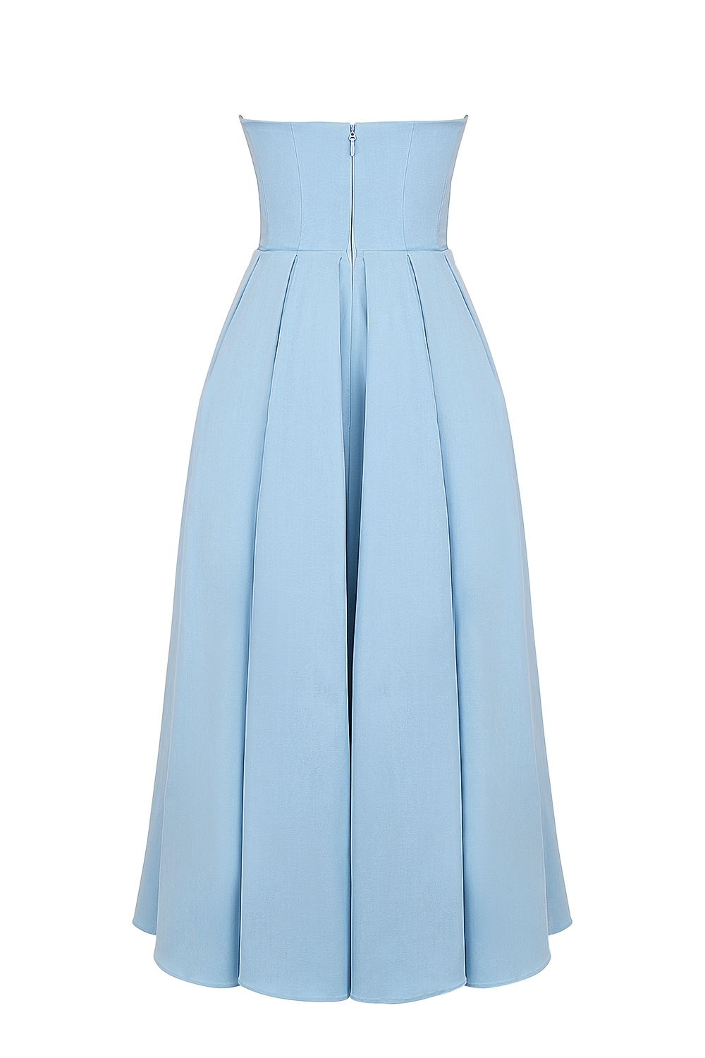Audrey-Tuscan Blue Strapless Midi Sundress