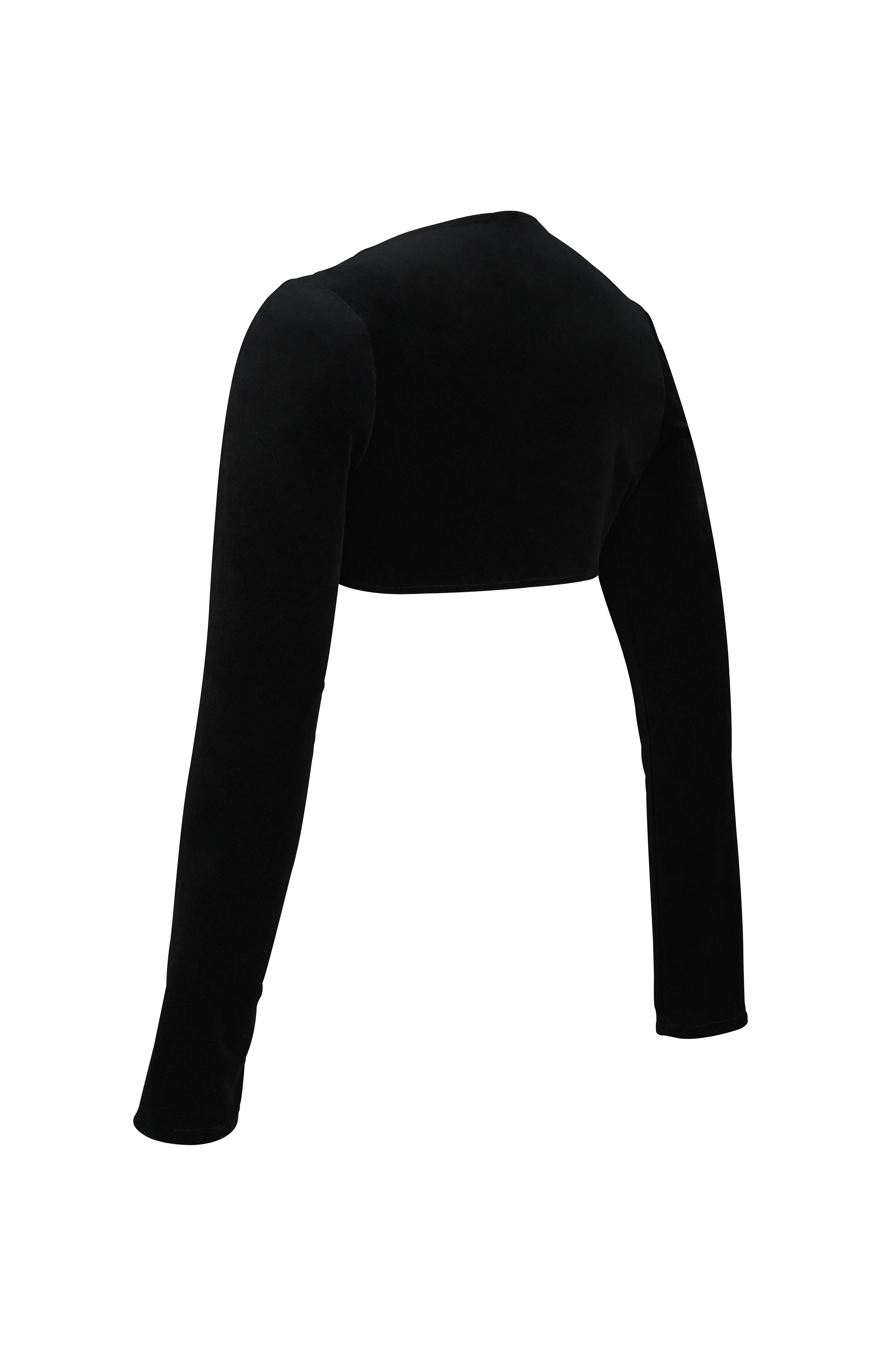 Harmony-Black Stretch Velvet Cropped Bolero