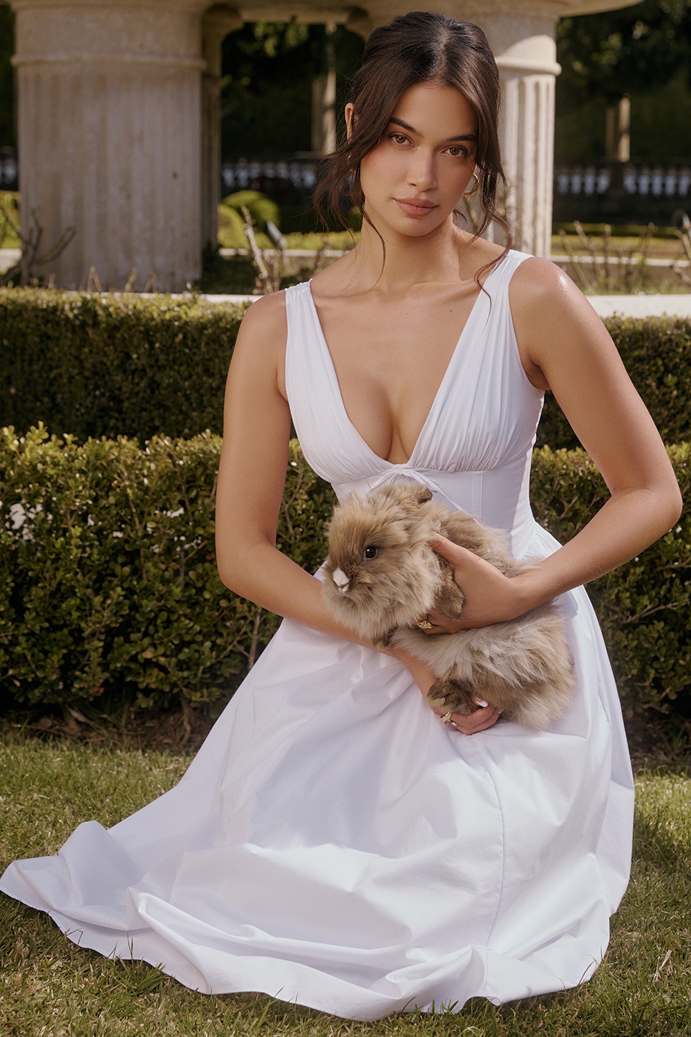 Emmelina-White Cotton Corset Sundress