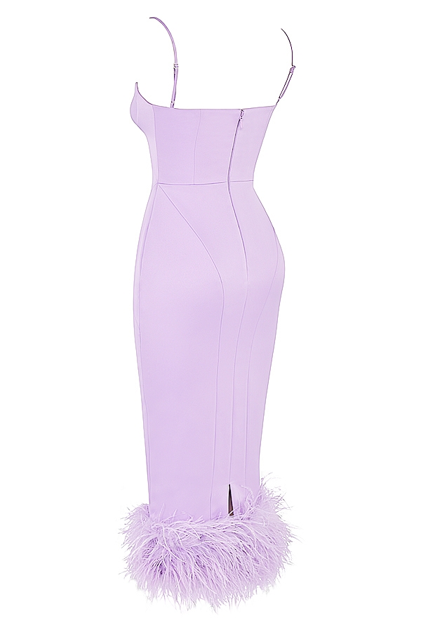 Helena-Orchid Satin Midi Dress