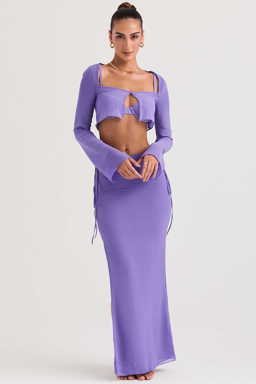 Amalfi-Violet Cutout Maxi Skirt