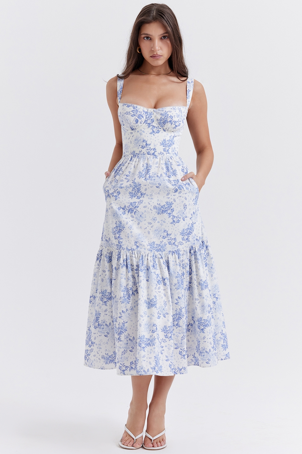 Elia-Blue Print Midi Sundress
