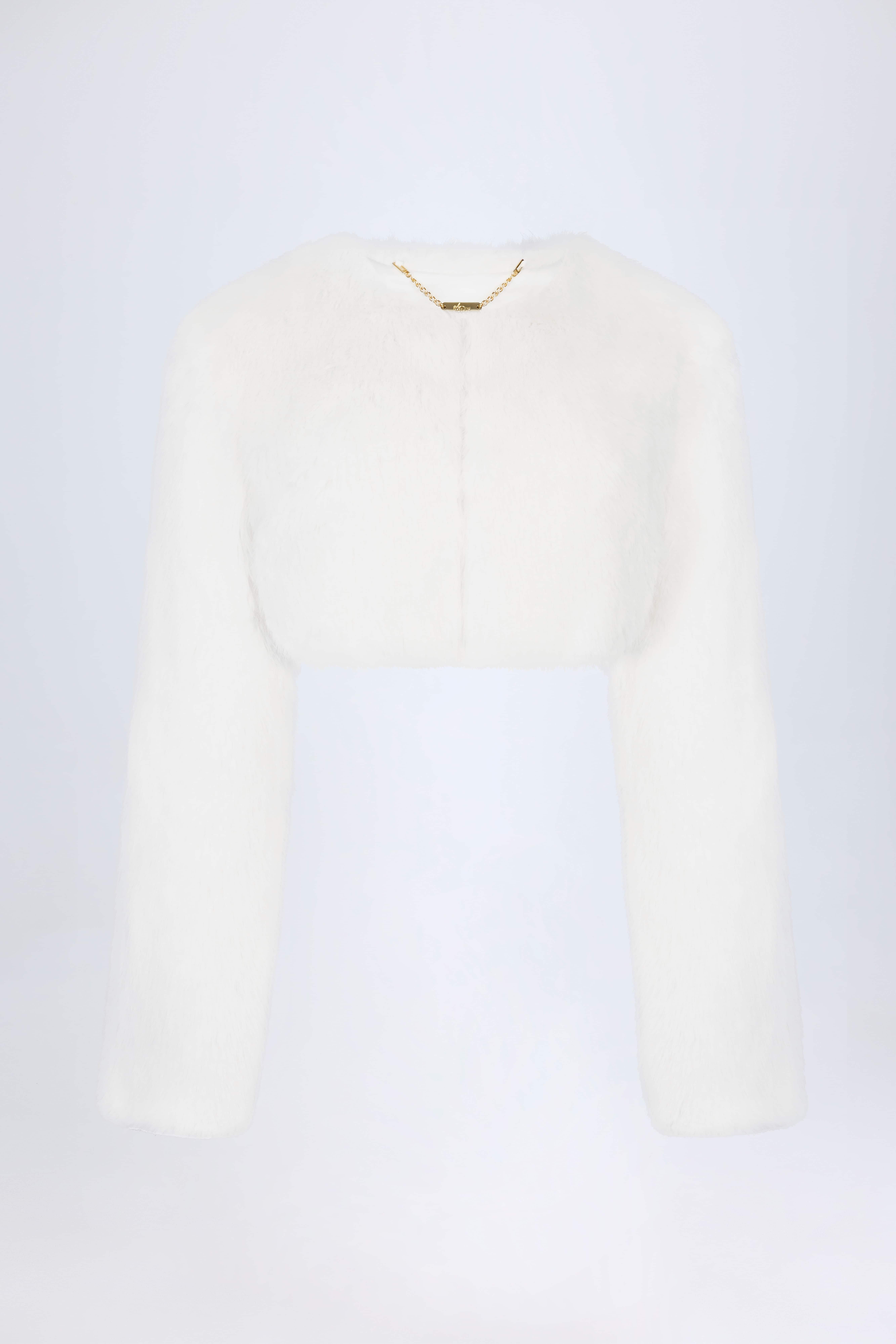 Almerinda-Faux Fur Cropped Bolero in White