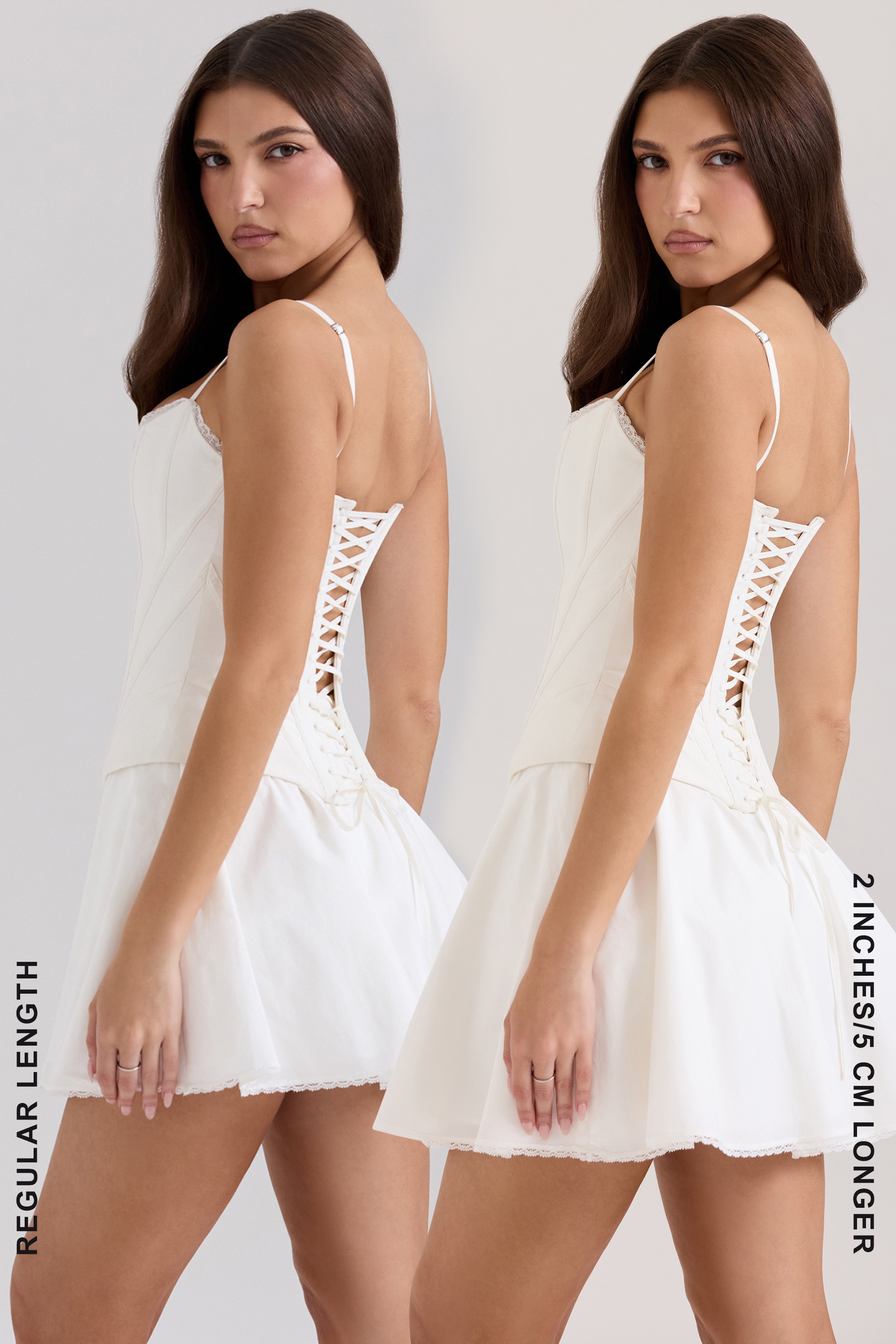 Celia-White Cotton Built-In Bloomer Shorts Mini Skirt