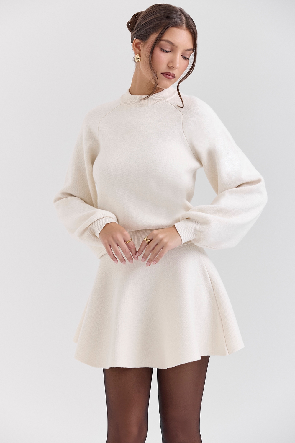 Cressida-Cream Wool Cashmere Heavy Knit Sweater