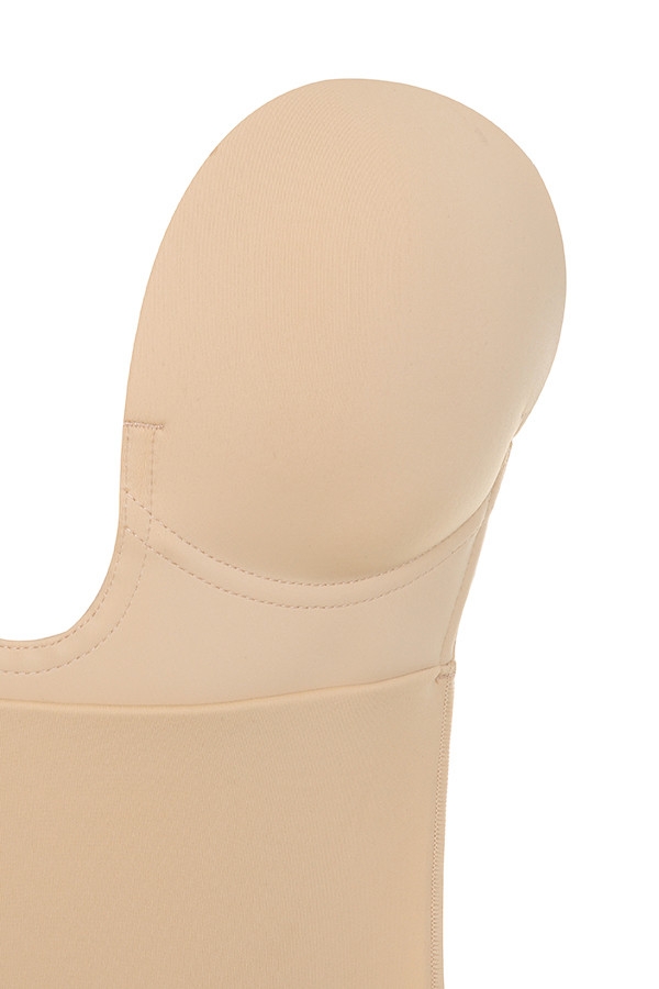 Beige Plunge Self Adhesive Backless Bodysuit