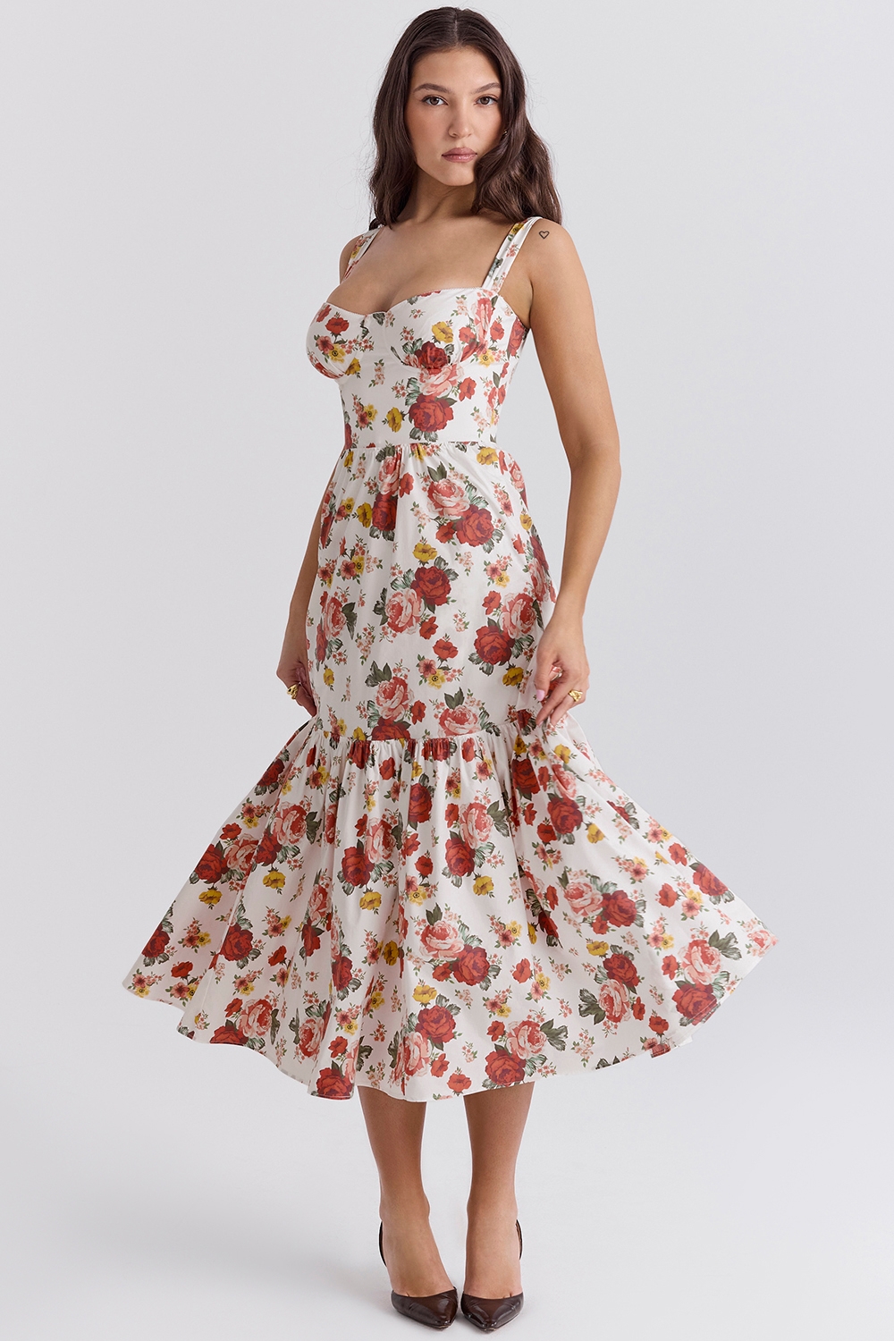 Elia-Italian Rose Print Cotton Midi Sundress