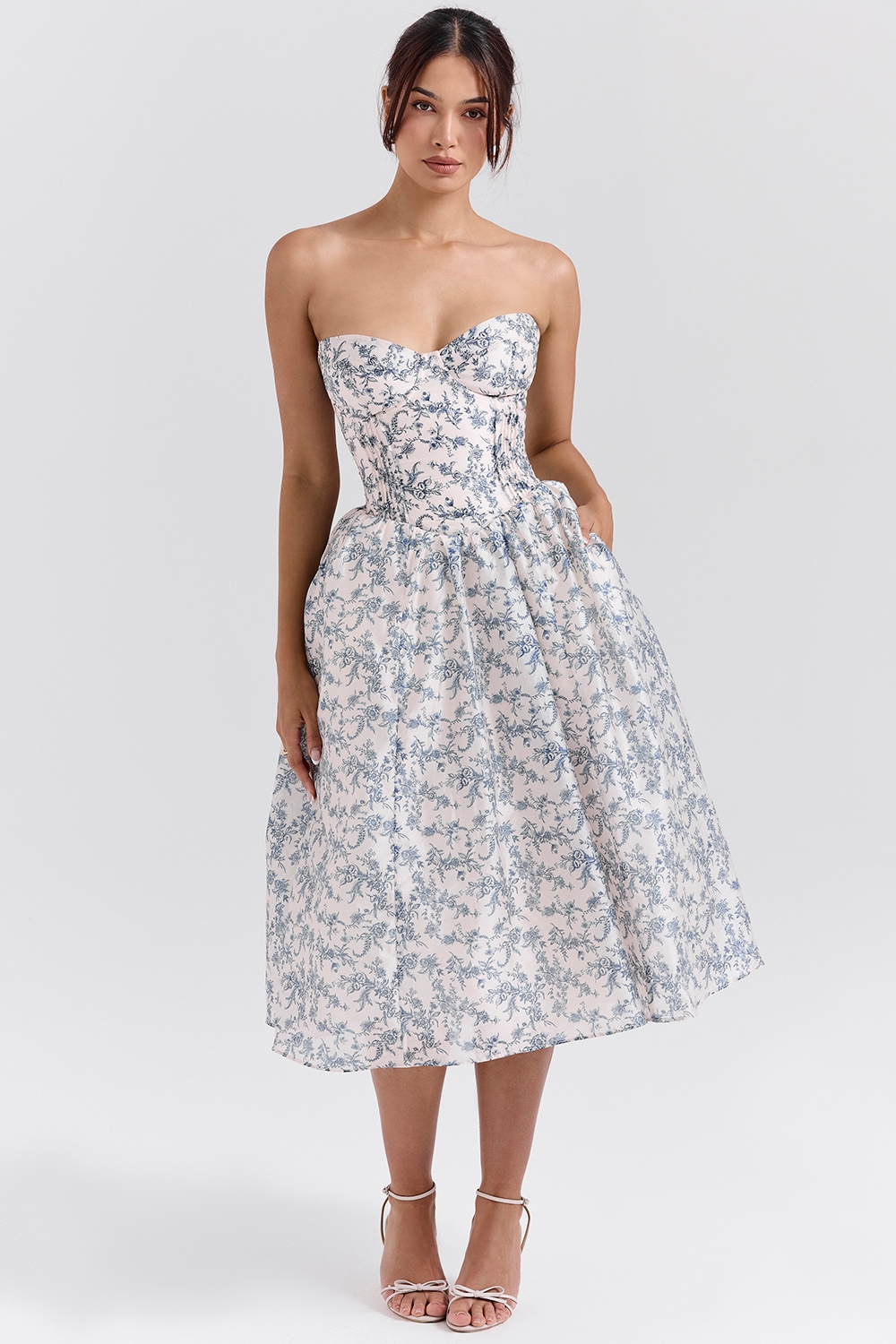 Bennett-English Porcelain Print Strapless Sundress