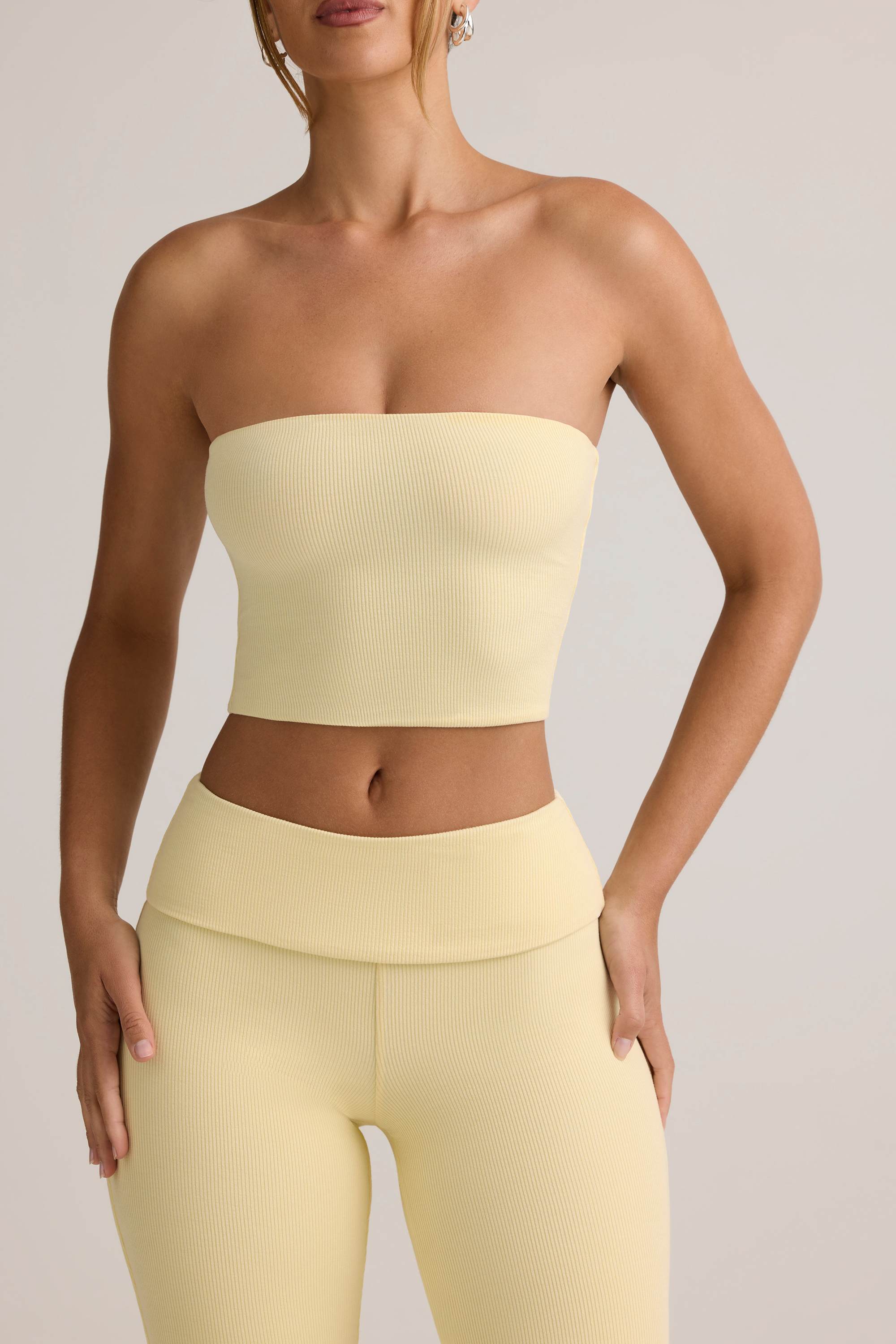 Verna-Modal Strapless Crop Top in ButterCream Yellow