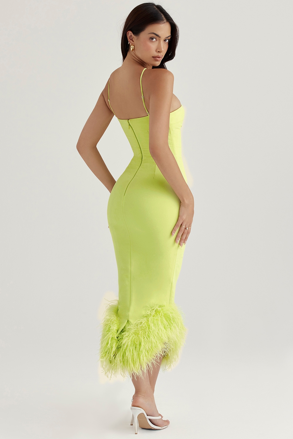 Alessia-Lime Midi Dress