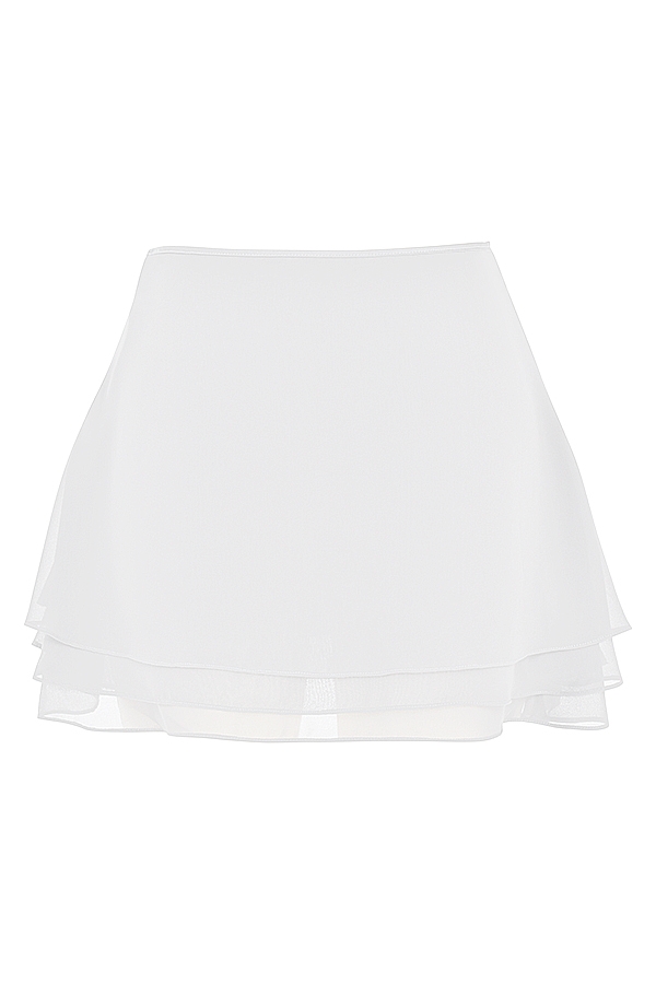 Clarice-White Floaty Layered Mini Skirt