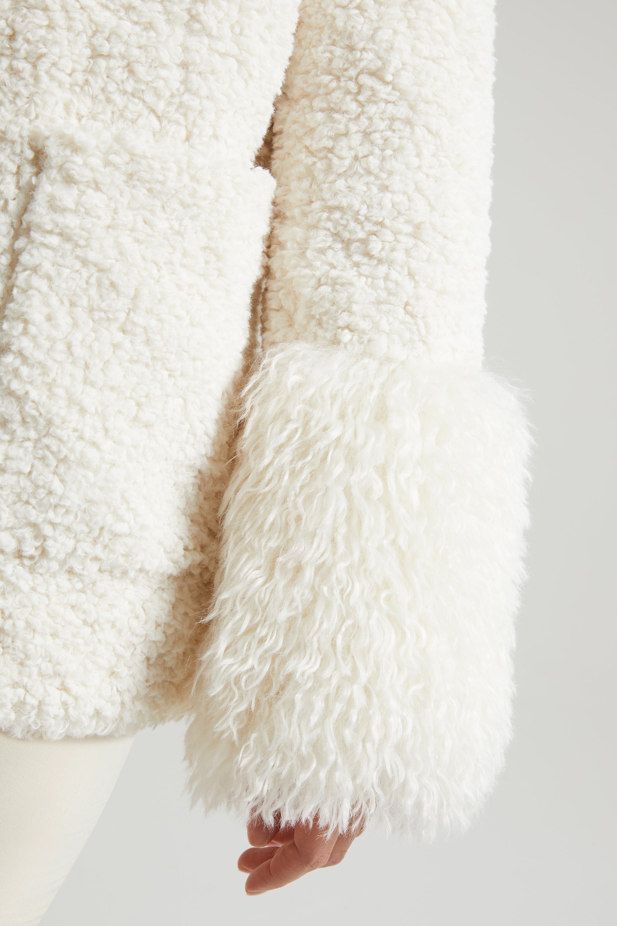 Wynter-Shearling Coat with Large Front Pockets in Cream