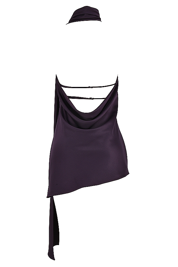 Aida-Night Shade Asymmetric Wrap Neck Dress