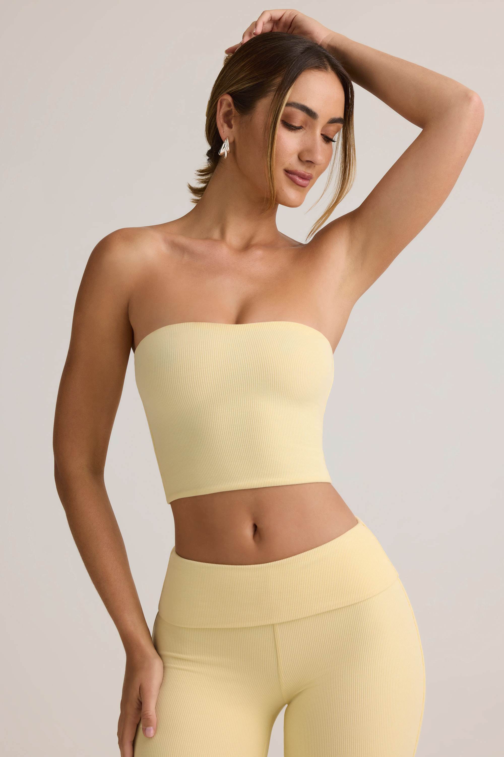 Verna-Modal Strapless Crop Top in ButterCream Yellow